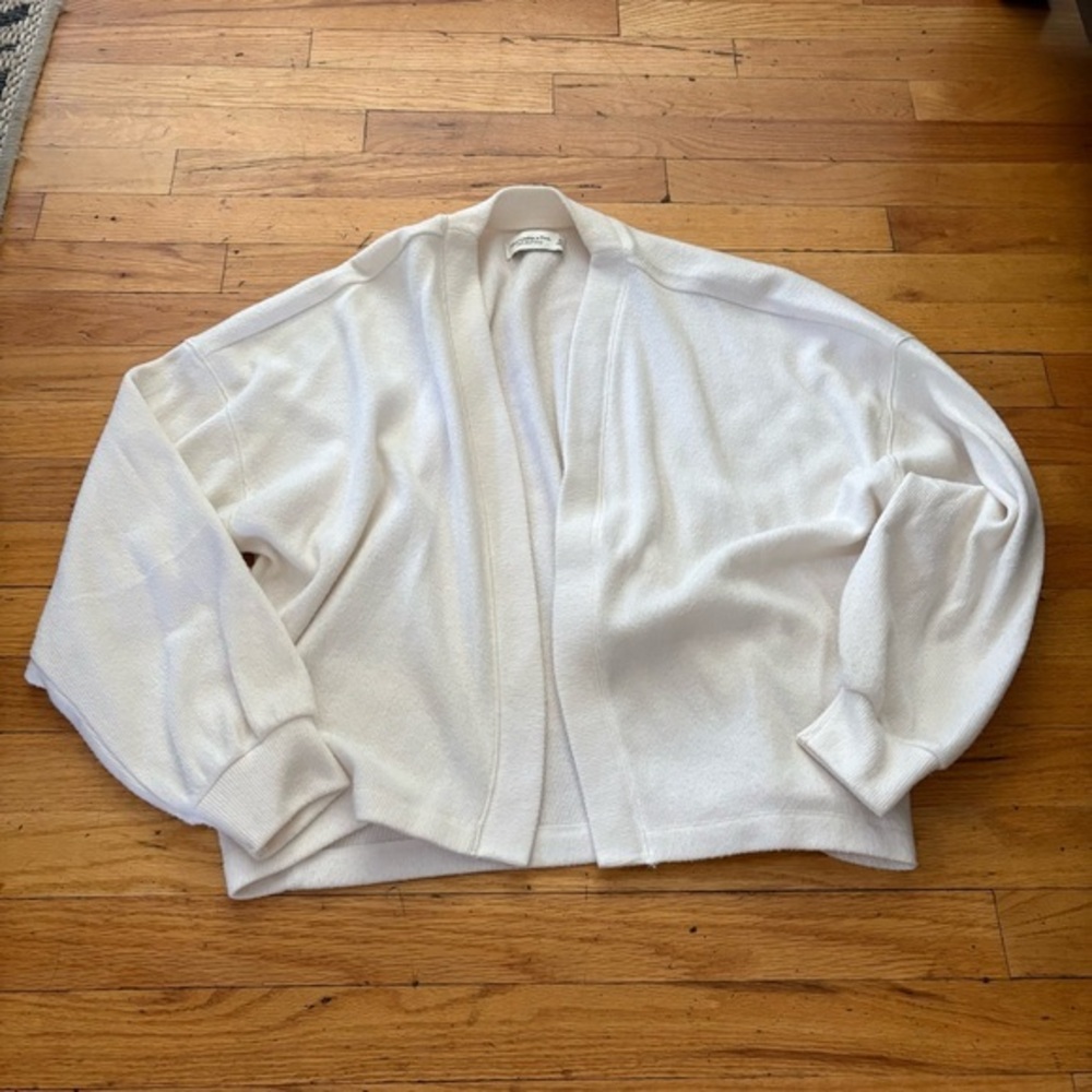 Abercrombie & Fitch White Open Front Cardigan Size XL